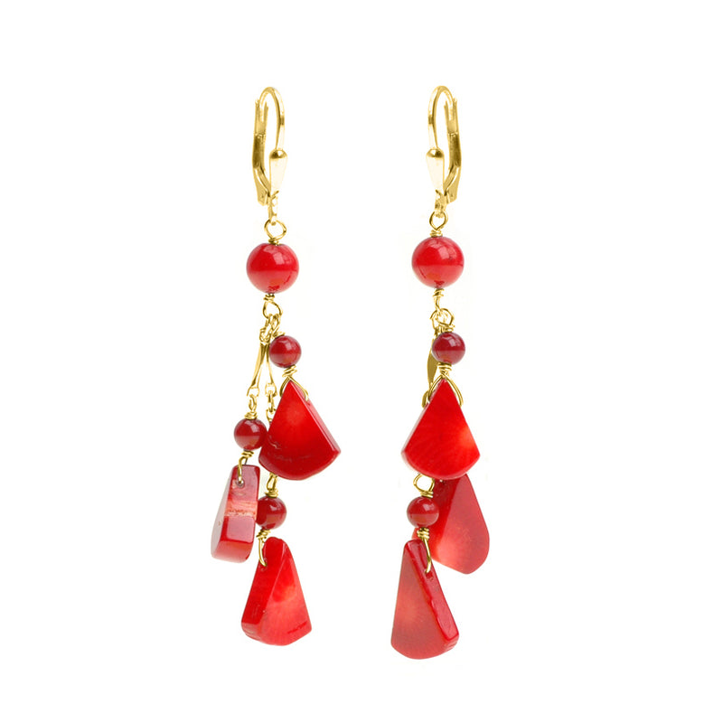 Flirty Coral Gold Filled Hook Earrings