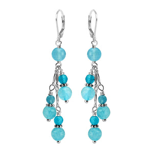 Shimmering Chalcedony Blue Jade and Appetite Sterling Silver Earrings