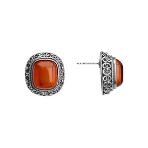 Luxurious Vintage Design Cognac Baltic Amber Statement Sterling Silver Earrings