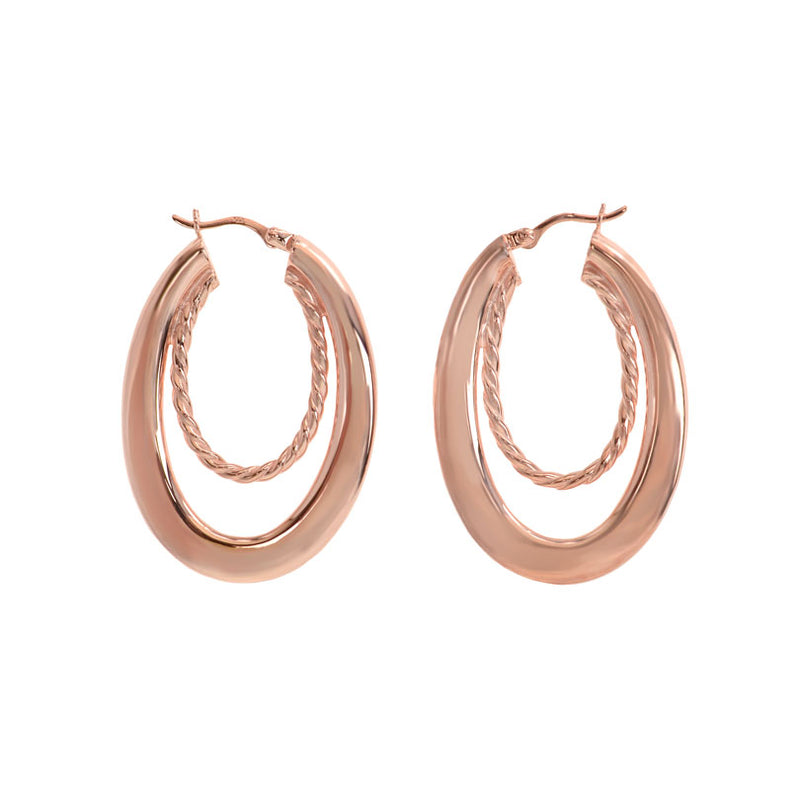 Stunning Double Oval Hoop Sterling Silver Statement Earrings (in 2 colors)