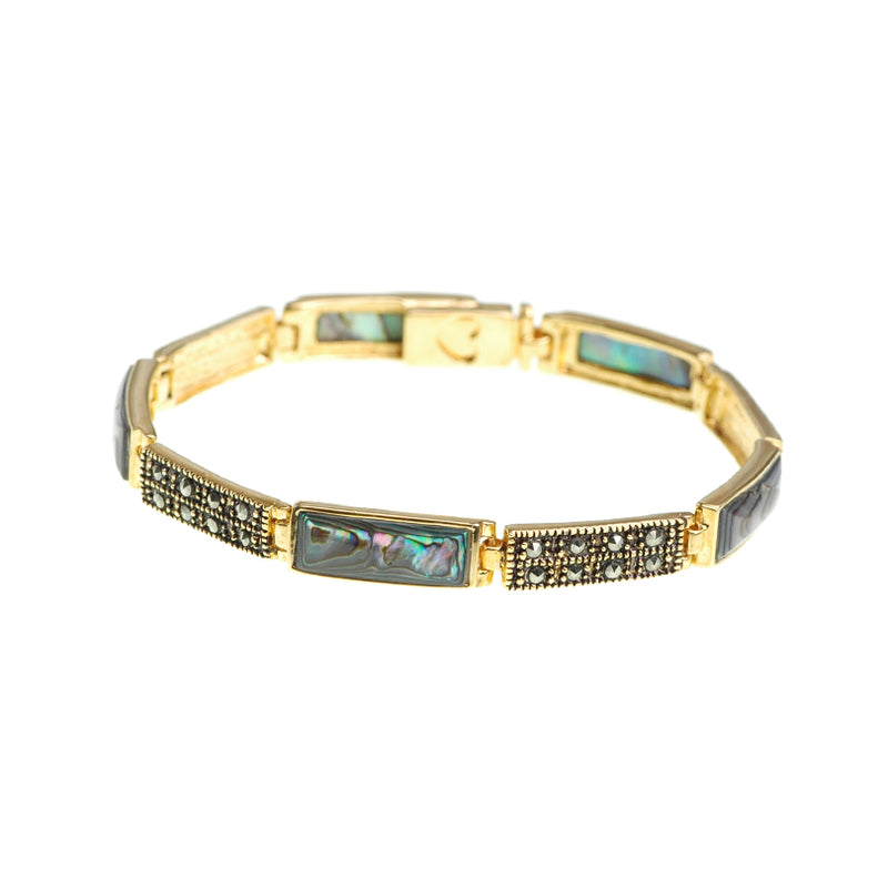 Vibrant Abalone 14kt Gold Plated Marcasite Bracelet