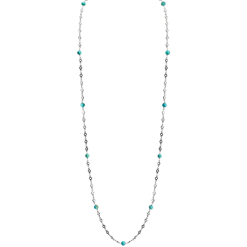 Delicate Turquoise Silver Plated Necklace - approx 30