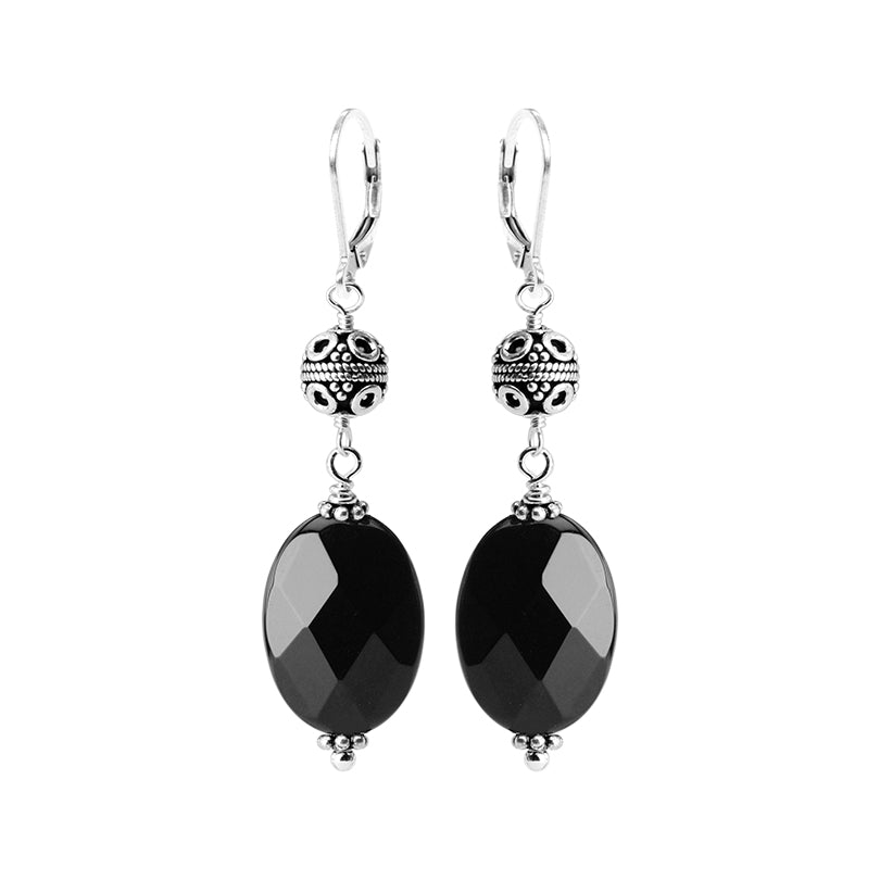 Elegant Black Onyx Sterling Silver Statement Earrings