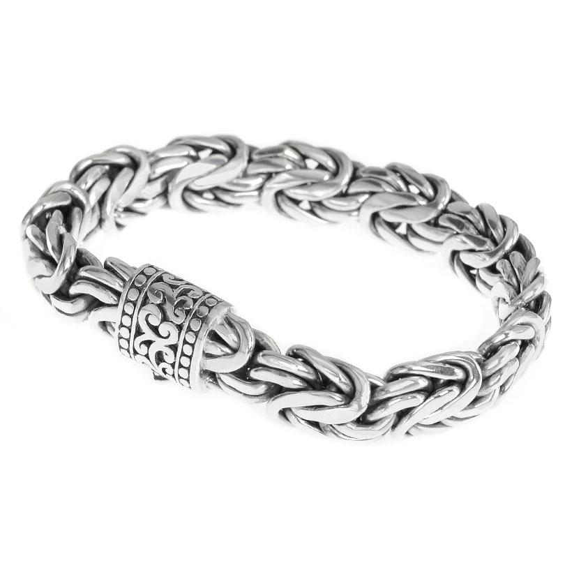 Magnificent Sterling Silver 15mm Borobudur Bali Bracelet with Dotted Filigree Barrel Clasp