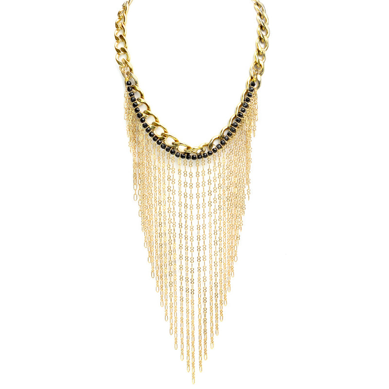Gorgeous Onyx Fringe Necklace in Silver, Black or Gold 16