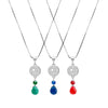 "I Love You" Colorful Agate Rhodium Plated Sterling Silver Italian Necklace