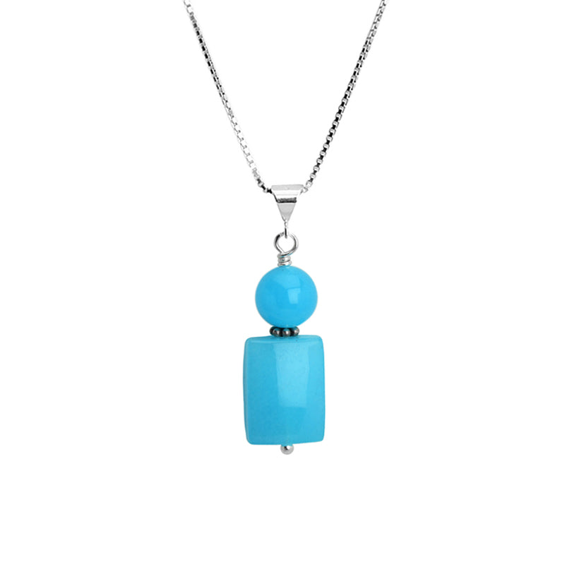 Vibrant Beautiful Blue Jade Sterling Silver Petite Necklace