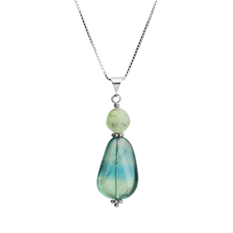 Beautiful Fluorite and Prehnite Sterling Silver Necklace