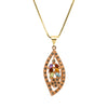 Beautiful Mixed Gemstones and Marcasite Rose Gold Plated Leaf Necklace