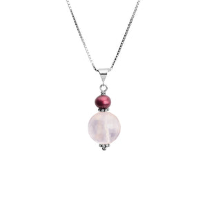 Darling Faceted Rose Quartz and Fresh Water Pearl Sterling Silver Necklace