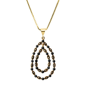 Fashionable Black Onyx and Marcasite Gold Plated Necklace