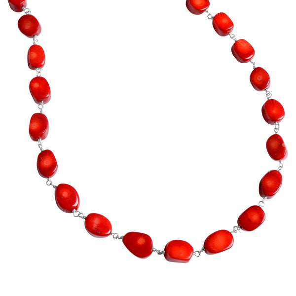 Red coral hot sale stone necklace