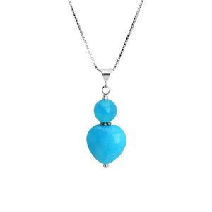 Gorgeous Blue Jade Heart Petite Sterling Silver Necklace