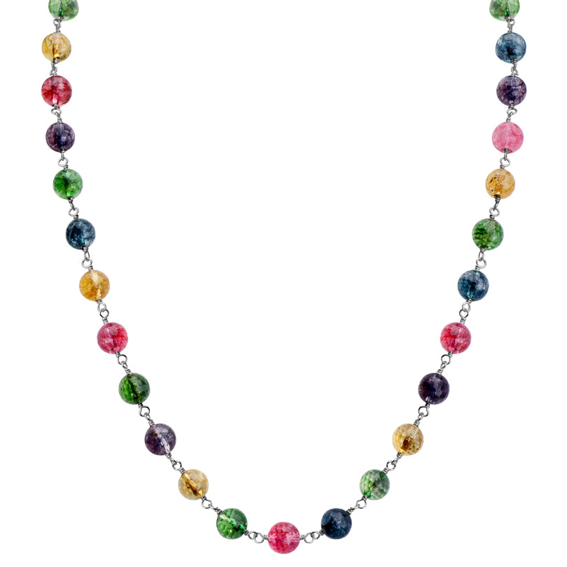 Vibrant Faceted Tourmaline Crystal Sterling Silver Statement Necklace