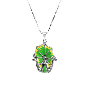 Frog on Marcasite Lily Pad Sterling Silver Necklace