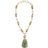 Gorgeous Natural Carved Burmese Jade Fish with Red Coral Statement Necklace