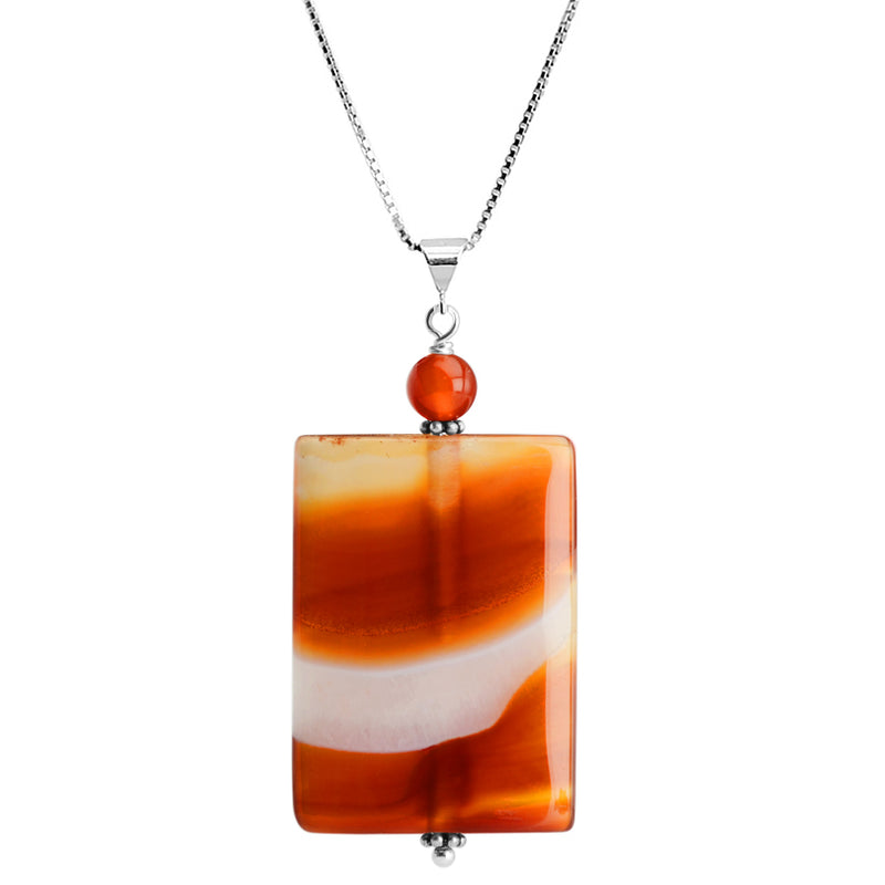 Natures Artistic Bands of Carnelian Sterling Silver Necklace 16