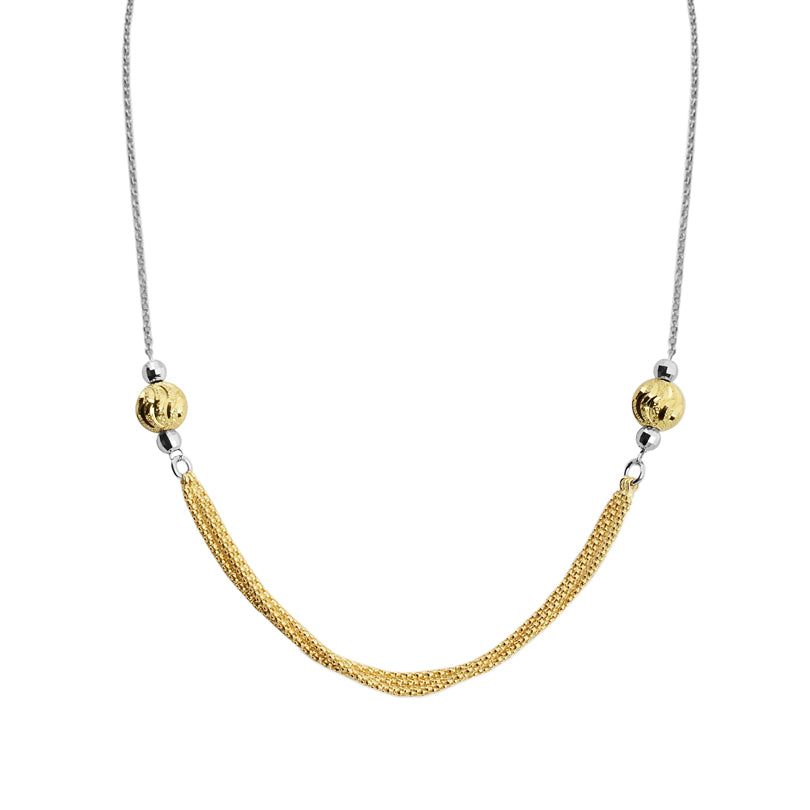Delicate Two-Tone 18kt Gold and Rhodium Plated Italian Necklace