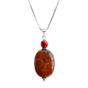 Fossilized Coral Sterling Silver Necklace
