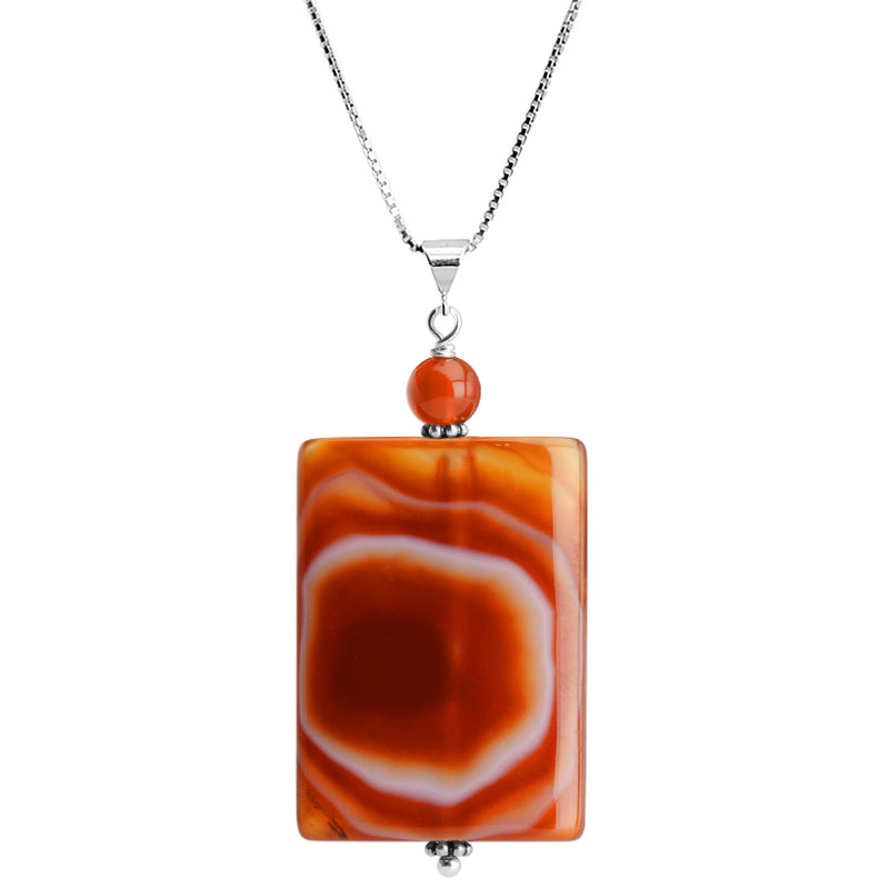 Nature's Artwork Carnelian Stone Sterling Silver Necklace 16