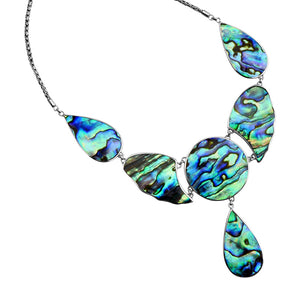 Brilliant Abalone Shell Balinese Chain Sterling Silver Statement Necklace