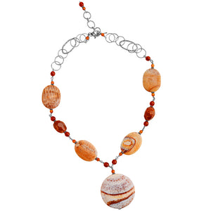 Gorgeous Sedona Agate and Carnelian Sterling Silver Statement Necklace