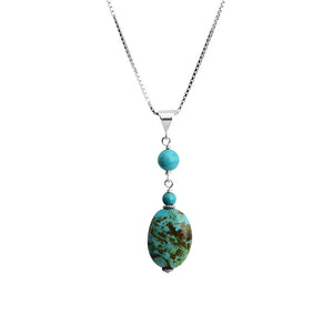 Petite Genuine Turquois Stone Sterling Silver Necklace