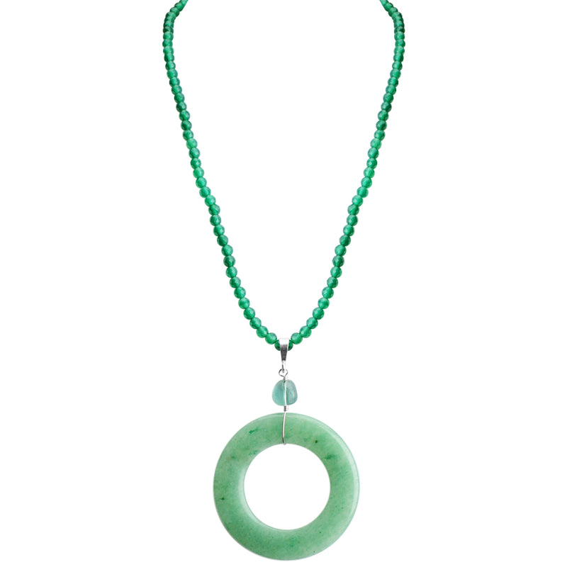 Nephrite Jade on Emerald Green Faceted Agate Neckline 16