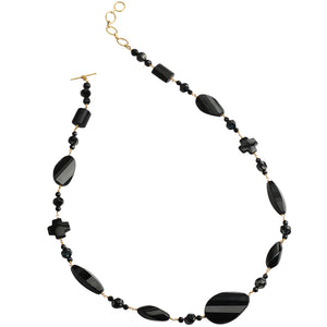 Classy Black Onyx Gold Filled Clasp Necklace
