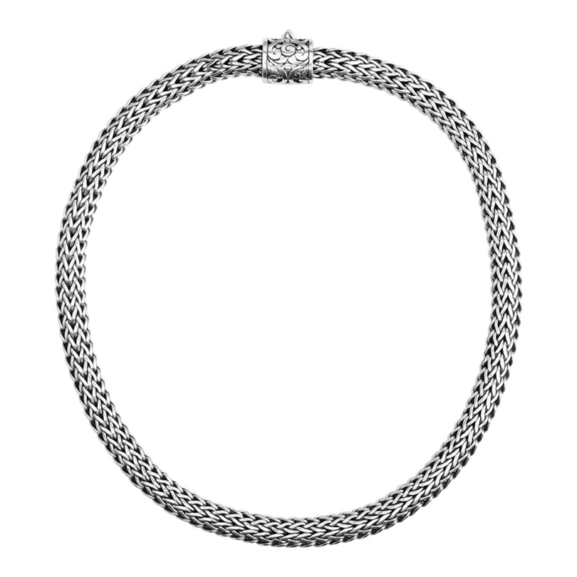 Sterling Silver 9mm Bali Weave Statement Chain with Filigree Barrel Clasp 20"