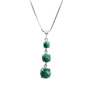 Evergreen Corundum 3-Tier Sterling Silver Necklace