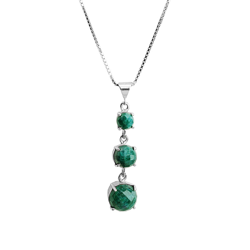 Evergreen Corundum 3-Tier Sterling Silver Necklace