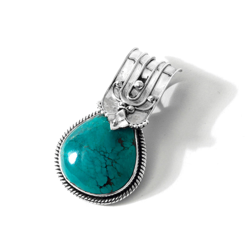 Beautiful Natural Turquoise Sterling Silver Statement Pendant