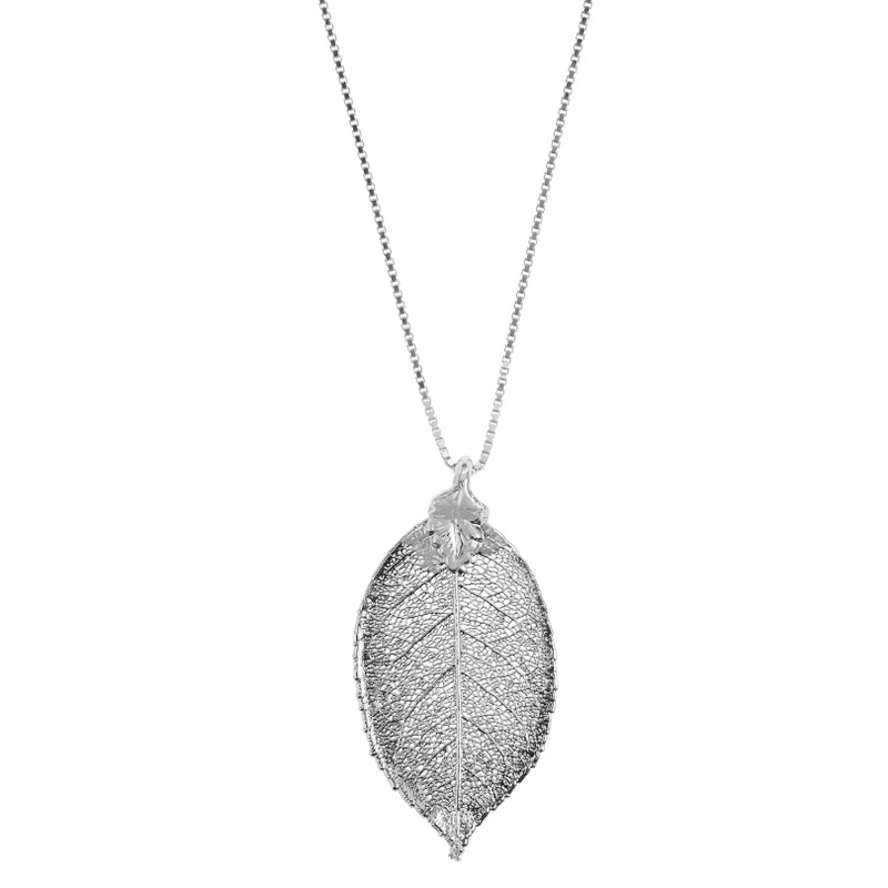 Sterling Silver Saturated Real Rose Leaf on Italian Sterling Silver Chain
