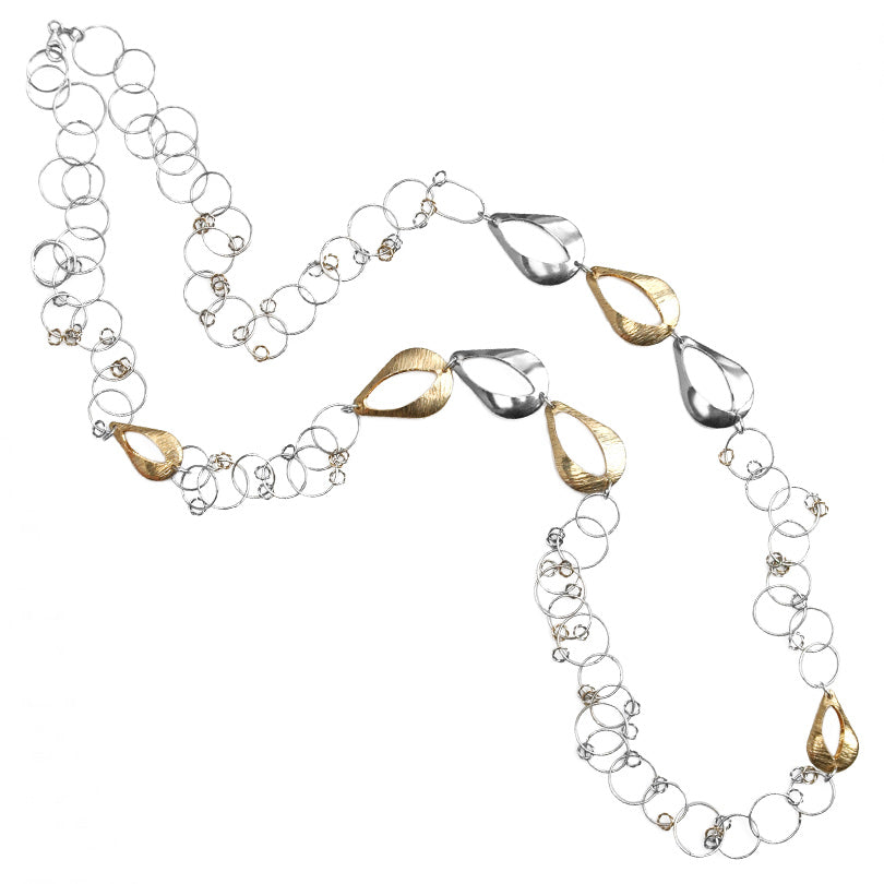 Stunning 18kt Gold Accent Italian Rhodium Plated Sterling Silver Necklace