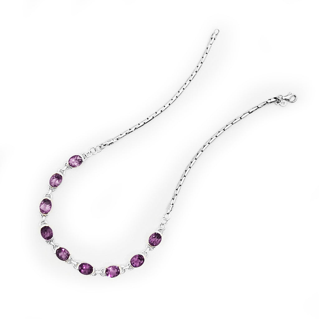 Stunning Purple Amethyst Sterling Silver Statement Necklace
