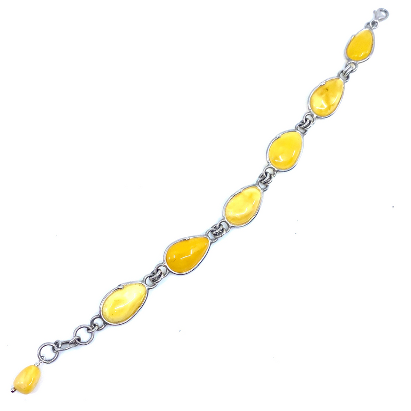 Beautiful Butterscotch Baltic Amber Sterling Silver Bracelet