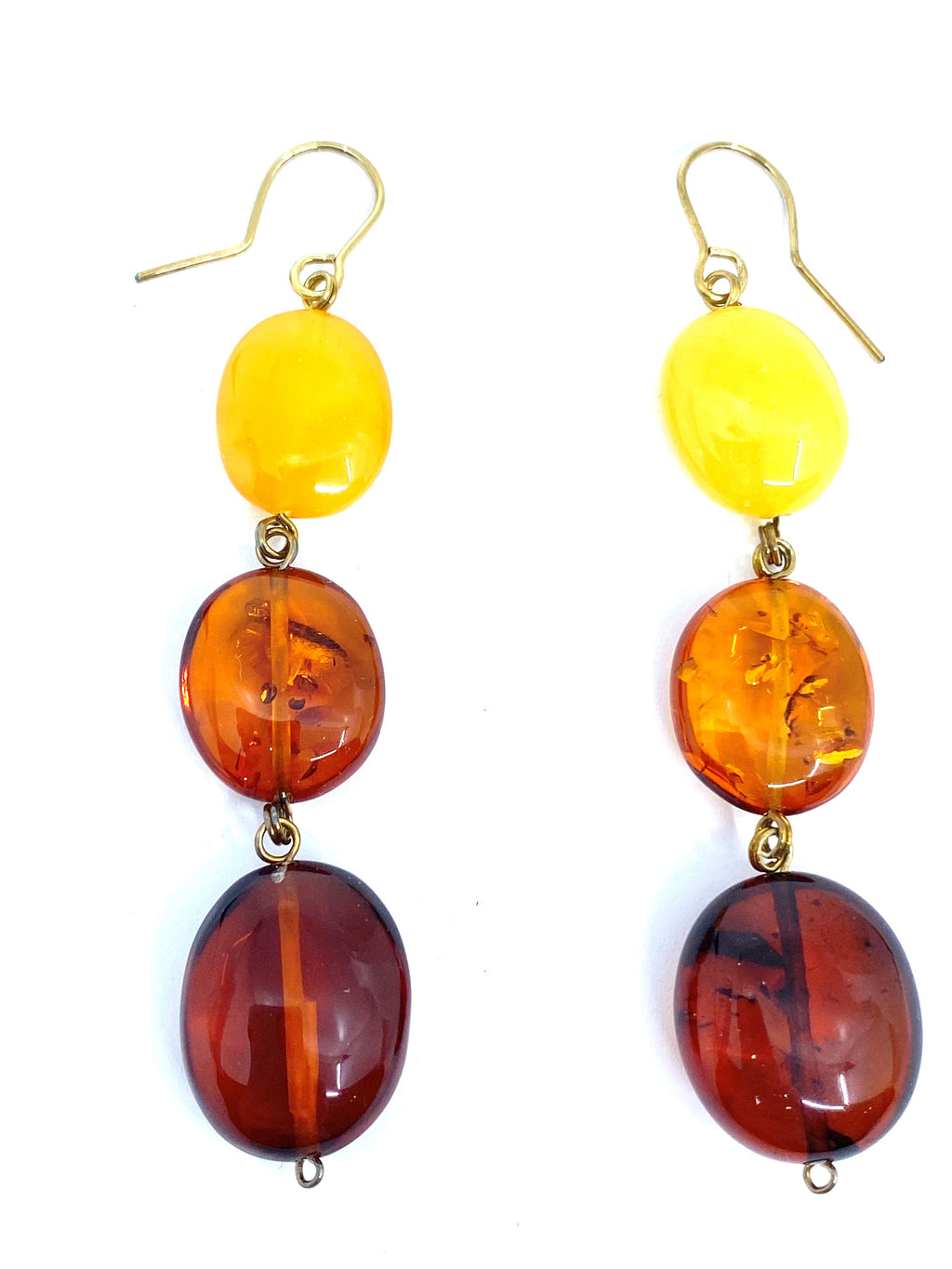 Polish Designer Masterpiece Baltic Amber Gold Filled Statement Earrings