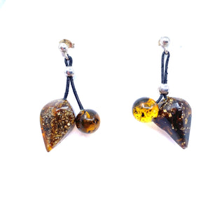 Unique Polish Designer Amber Leaf Earrings