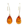 Contemporary Baltic Cognac Amber Gold Plated Silver Statement Earrings
