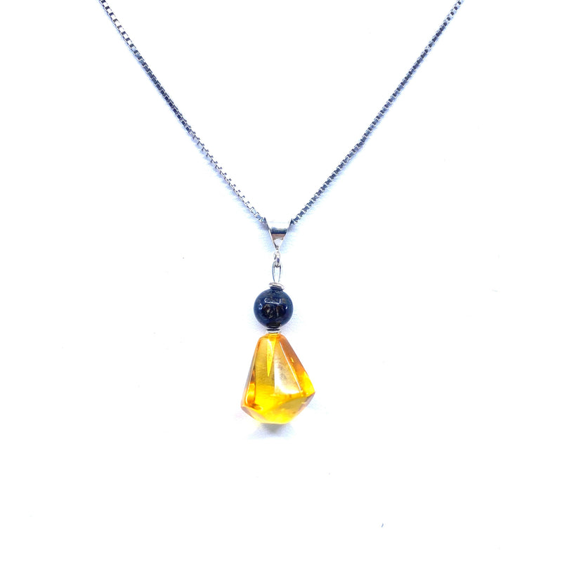 Darling Two Tone Amber Sterling Silver Necklace