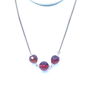 Gorgeous Faceted Cherry and Cognac Amber Sterling Silver Necklace *