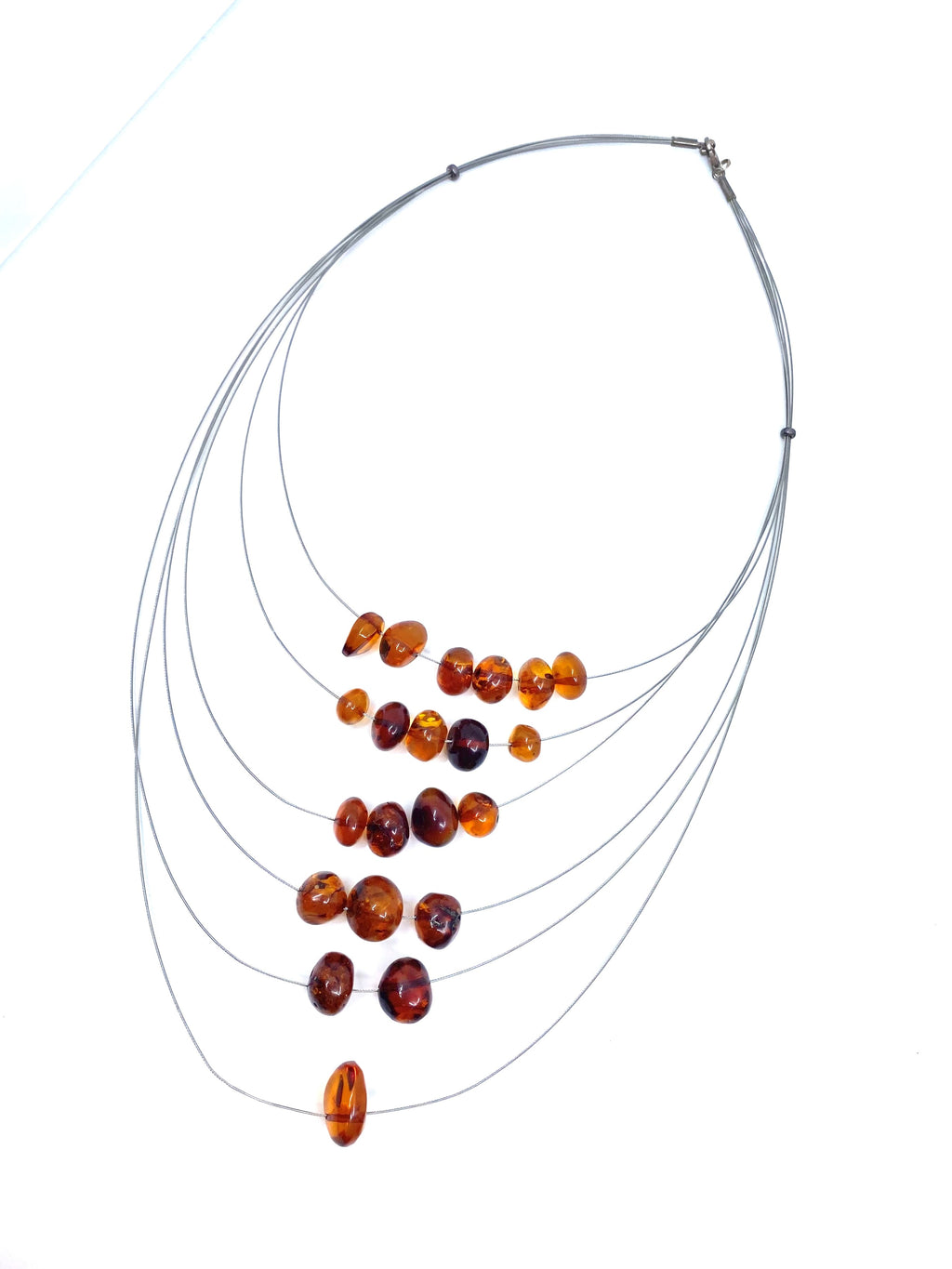 Unique Layered Floating Amber Necklace