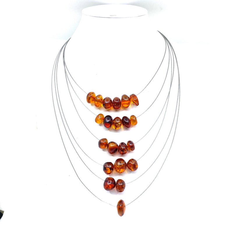 Lightweight Floating Amber Layered Necklace