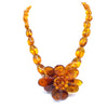 Glistening Golden Amber Flower Statement Necklace