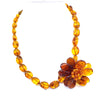 Glistening Golden Amber Flower Statement Necklace
