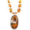 Magnificent Golden Amber Silver Flowers Sterling Silver Statement necklace