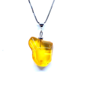 Gorgeous Translucent Honey Amber Pendant on a Silver Chain