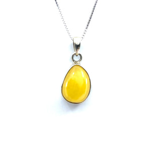 Darling Small Butterscotch Amber Pendant on a Silver Chain