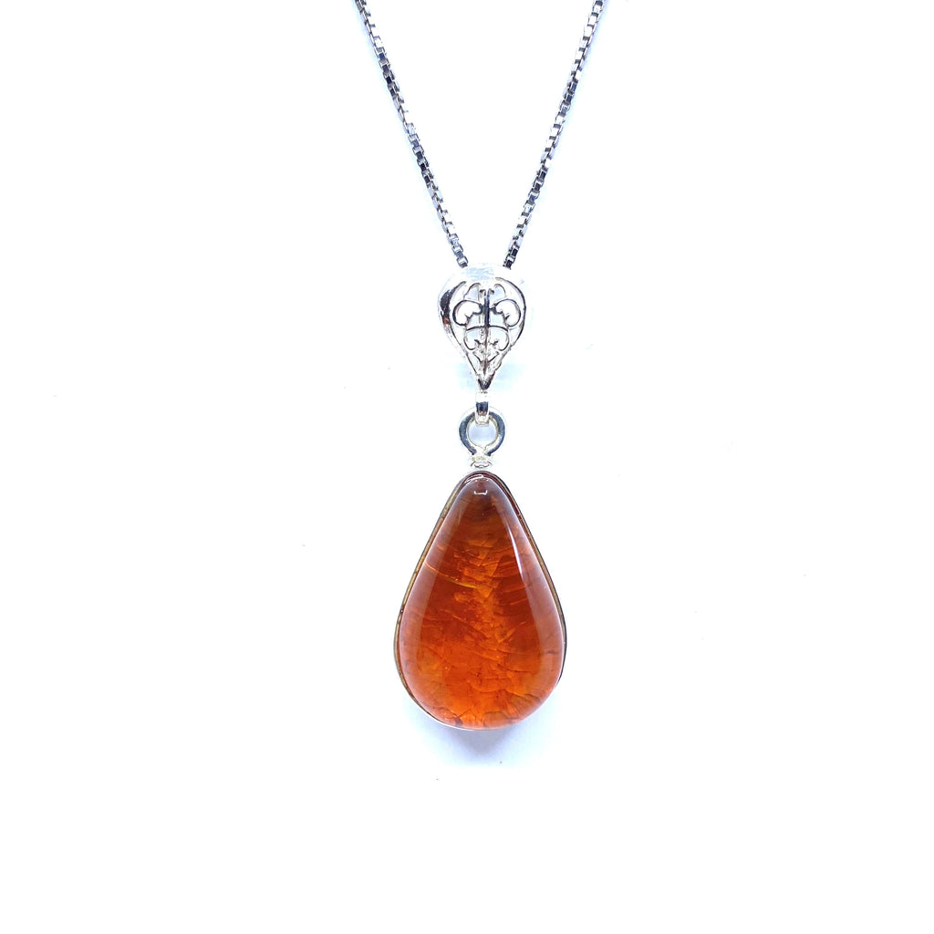 Gorgeous  Cognac Drop sterling Silver Statement Pendant